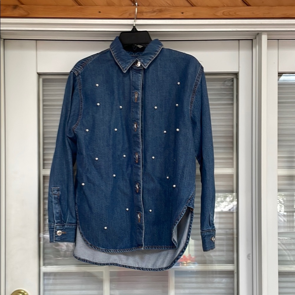 Loft Blue Denim Button-Up Shirt. N W T. MP.